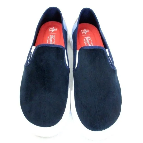 Original Penguin Men's Sam Stripe Slip On Canvas Shoes Navy Blue White NIB - Picture 3 of 5